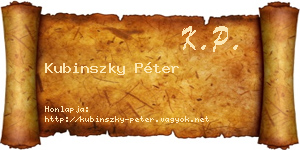 Kubinszky Péter névjegykártya