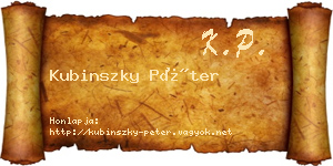 Kubinszky Péter névjegykártya